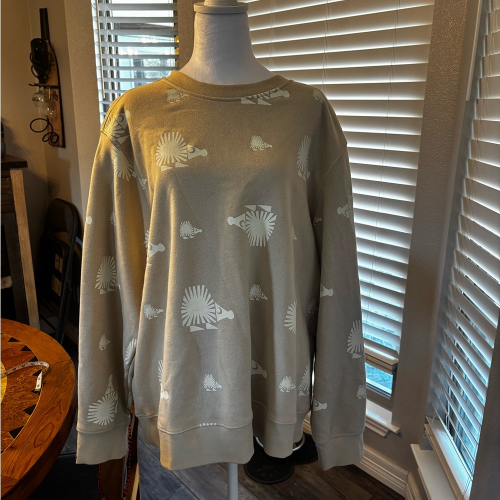 Fielder by Bonobos XL Hedgehog Print Sweatshirt Beige Graphic Pullover